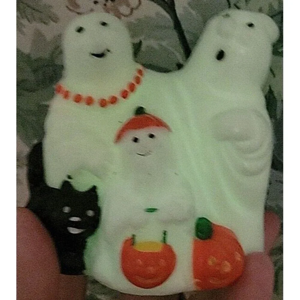 Lot of 3 Vintage Ghost Candles Glow in the Dark Family Ghost Jack O Lantern